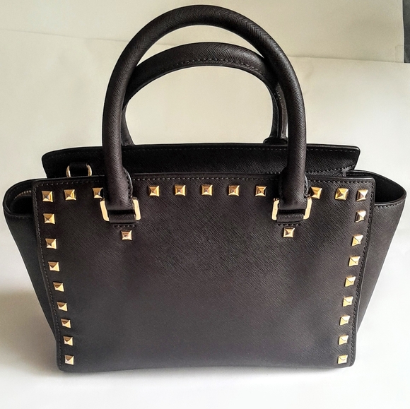 SOLD!!!Michael Kors Selma Studded Dark Brown Handbag - Picture 10 of 14